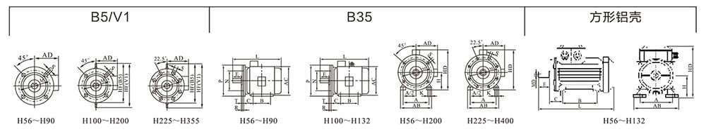 方力YJP系列拋光用三相異步電動機安裝尺寸和外形尺寸5